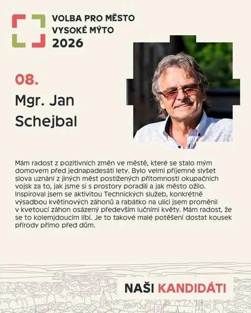 Kartička kandidáta Jan Schejbal od strany Volba pro město