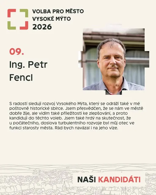 Kartička kandidáta Petr Fencl od strany Volba pro město