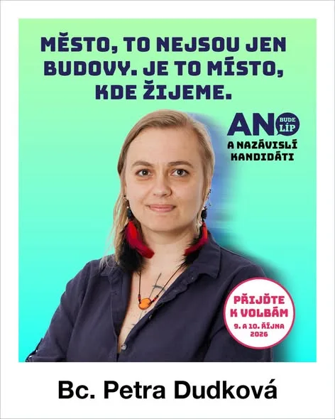 Kartička kandidáta Bc. Petra Dudková od strany ANO 2011 a nezávislí kandidáti